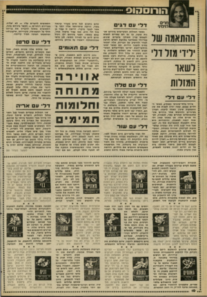 העולם הזה - גליון 2265 - 28 בינואר 1981 - עמוד 10 | הורוסהוס מדים בנימיני ההתאמה שו ילידי מזי דלי לשאד המזלות דל עם דל צירוף בלתי-שיגרתי ומפתיע, כאופי הדליים עצמם. קשה יהיה לצפות את סוג ההפתעות שיכין האחד לרעהו.