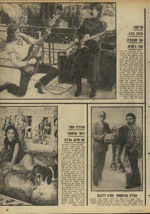 העולם הזה - גליון 2269 - 25 בפברואר 1981 - עמוד 17 | מויאנה וביוון בורג : שני מחבטים שח גיטרות ביורן בורג אינו יכול להי שאר בידיים ריקות. כשאינו מחזיק במחבט, הוא נוטל כלי אחר עם מיתרים מתוחים, ד הופך תלמיד נלהב