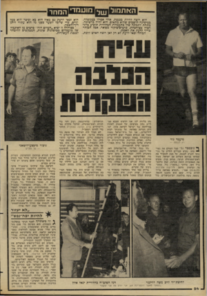 העולם הזה - גליון 2275 - 8 באפריל 1981 - עמוד 24 | האתמול ן!!!ן*ן מועחדין המחר הוא רוצה להיות בכנסת. אולי אפילו בממשלה. כמיפלגה חושבים שהוא מתאים. הוא יהיה כרשימה. מתחת לתמונה שלו בתעמולת הבחירות תופיע ביוגרפיה