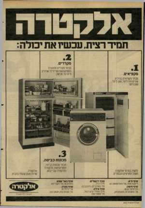 העולם הזה - גליון 2277 - 22 באפריל 1981 - עמוד 31 | תמיד רצית, עכשיו את יכולה מקררים. מבחר מקררים מתוצרת ווסטינגהאת ופריז׳ידר ארה״ב מ־ 4ו עד 26 קוב. מקפיאים. מבחר מקפיאים בגדלים שונים 20 :ו ליטר 200 ,ליטר, 250