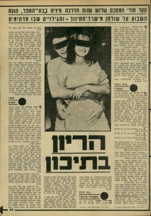 העולם הזה - גליון 2278 - 29 באפריל 1981 - עמוד 63 | סקר סוד׳ המסנם שדוש שנות הדובה מינית גבתי־הסט־ ,הונח השבוע על שולחן מי שרד־החינוו -והגילויים שבו מדהימים יחדר ־ הלידה בבית־החולים רוט * שילד בחיפד, נכנס אדם