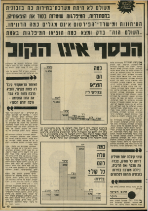 העולם הזה - גליון 2280 - 13 במאי 1981 - עמוד 13 | מעורם רא היתה מ עונ ת־נ חי רו ת 3ה נזנזזי ת בהסתדוות. המינדגות שומרות בסוד את הוצאותיהן. העי תונות ו מי שו די־ ה פיו סו ם אינם מגרים במה הרוויחו. ..העולם הזה״