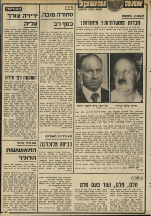 העולם הזה - גליון 2280 - 13 במאי 1981 - עמוד 31 | מאת מאיר תדמור השבוע במשל חברות ממשלתיות? מיותרות! יום שני — 4.5 ,סיכום לחודש אפריל: שיפור בתשואה של קרנות הנאמנות. הקרנות המשקיעות במט״ח השיגו את התשואה