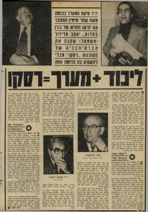 העולם הזה - גליון 2281 - 20 במאי 1981 - עמוד 32 | ו״ו סיעת המעון בכנסת משה שחר(מימין! חתחבו עם יורשיו תחדש של בגין נ ח רו ת, עקב מ די חו (משמאל) שקנה את חבזת ־ הבניה !של הסוכנות ..רסקו ,,מבלי להשקיע בה נווטה