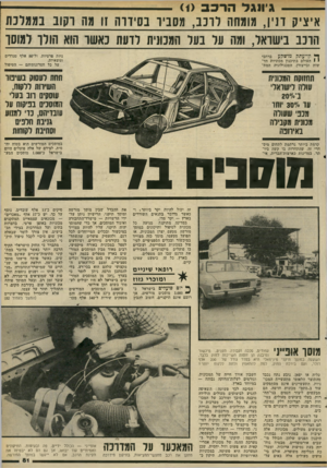 העולם הזה - גליון 2284 - 10 ביוני 1981 - עמוד 82 | ג׳ונג להרכב () 1 איציק דנין, מומחה לדנב, מ סניו בסידוה זו מה וקוב בממלכת הרכב בישראל, ומה על בעל המכונית לדעת כאשר הוא חולו למוסו ך• ון־עתק מושקע ברחבי י