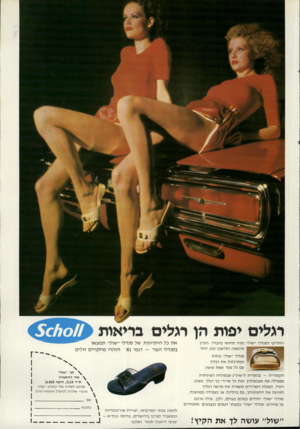 העולם הזה - גליון 2286 - 24 ביוני 1981 - עמוד 75 | רגלים יפות הן רגלים בריאות החליקי לסנדלי ״שול״ ומיד תחושי בהבדל: רגליך תרגשנה ותראנה טוב יותר. א ת כל הי ת רונו ת של סנ דלי ״שול״ תמצ או בסנדלי העור — דגמי 81׳
