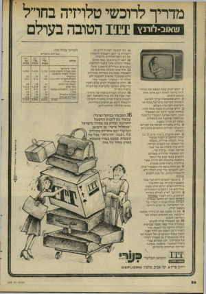 העולם הזה - גליון 2292 - 5 באוגוסט 1981 - עמוד 27 | מדריך לרוכשי טלויזיה בחרל שאוב־לורנץ 111 הטובה בעולם 1131 פירוט מחיר סיטונאי (אט תצליח להשיג בזה) הובלה לשדה התעופה בגרמניה הובלה-תעריף !1ו9ו6׳*ז6״ 0 בטוח