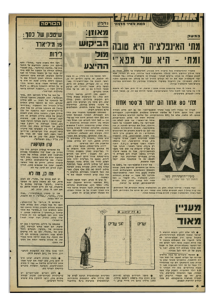 העולם הזה - גליון 2294 - 19 באוגוסט 1981 - עמוד 6 | מאוון: במשק מתי האינכלציה היא טובה הביקו ש מול ומתי ־ היא של מפא״׳ ההיצע מתברר שהאינפלציה בכל מיקרה היא פגע־רע• האינפלציה עד , 1977 ואולי גם בימי ארליך והורביץ
