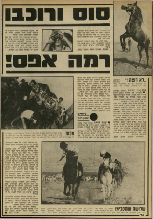 העולם הזה - גליון 2296 - 2 בספטמבר 1981 - עמוד 76 | לא התחילו לפני השעה חמש ושלושים. הסוסים דהרו כל אותה העת בין הקהל וצנפו בזעם. מדי פעם התרומם סוס מבוהל על רגליו האחוריות, וגרם לעומדים סביבו לנום לכל עבר.