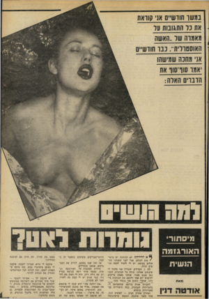 העולם הזה - גליון 2297 - 9 בספטמבר 1981 - עמוד 62 | וויסתור• האורגזמה הנשית ומאת אודטה דנין ן א להידחן ז. לא להידחף. יש כרטי־ * סים לכולם. אבל לפני שאנחנו מתחילים במופע, יש לי להגיד לכמה אנשים תודה. לח. ג