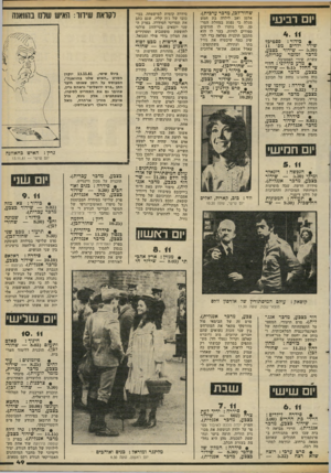 העולם הזה - גליון 2305 - 4 בנובמבר 1981 - עמוד 50 | יום רביע* שירי (5.30 מדבר בידור: פסטיבל ילדים מס׳ 11 — שידור כצבע, ומזמר עברית). עשרת שירי הפסטיבל. • מדע כידיוני: חלוצי החלל — 0.15 שידור כצבע, מדבר אנגלית).