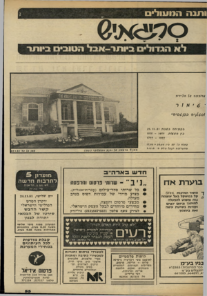 העולם הזה - גליון 2306 - 11 בנובמבר 1981 - עמוד 81 | ותנה המעולים מג !מ) לא הגדולים ביותר-אבל הטובים ביותר #ר 1כתה ) 6ה?״ו ת י 6׳ א7ר ריסת׳חוז כ 6ק ת 21. 11.81 כ׳ן ה?<* 1ח 0 0 _ ;400 .ן ן ; 700 900 פת/ח כ 1׳