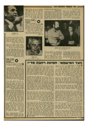 העולם הזה - גליון 2312 - 23 בדצמבר 1981 - עמוד 76 | נוף בשטח ההפקר>ות< (המשך מעמוד )75 וברצח זד. הואשמו בניו של מי שבא ותפס את מקומו בכנסת (ג׳אבר מועדי). לא זה בילבד שהכנסת לא היתד. עוד נקיה מפלילים, אלא
