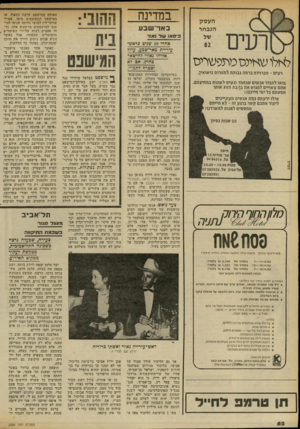 העולם הזה - גליון 2326 - 31 במרץ 1982 - עמוד 52 | במדינה ההובי: ב אר־ שבע ל א לו ש אינ סמתפש רי ס רעים -הכרויות ברמה גבוהה למטרות נישואין. בואו להכיר אנשים שנחמד ונעים לשהות במחיצתם. אתם עשויים לפגוש את בן/בת