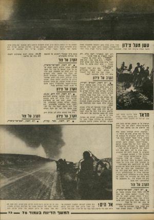 העולם הזה - גליון 2336 - 9 ביוני 1982 - עמוד 73 | עשן מעד צידון העיר צידון עולה באש כתוצאה מהפצצות מטוסי חיל־האוויר. בתמונה נראה העשן הרב שהיתמר במשך שעות ארוכות מעל העיר. ההפצצות נועדו לפגוע בריכוזי אש״ף בעיר