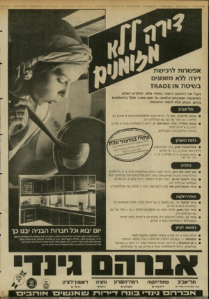 העולם הזה - גליון 2344 - 4 באוגוסט 1982 - עמוד 32 | אפשרות לרכישת דירה ללא מזומנים בשיטת ו\ו 4 0 £ 1זדו נקבלאת די רתכם הי שנ הבמ חי רמלא. ההפרשי שולם באמצ עו תמשכנתא והלוואה ע ד 1,000,000שקלבתש לו מי ם נוחים. ב