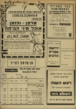 העולם הזה - גליון 2348 - 1 בספטמבר 1982 - עמוד 71 | כברבמ כי ר ה £14 ז 110115£ • 44 זס* •81 4489*2111 וו0נ*י*1ז ייז אין אוכל ב בי תי • באים אורחים? • מתח שק ל ד כיף אמיתי? גיליון ח 1ד ש אוקטובר 82׳ * 5 * 11001