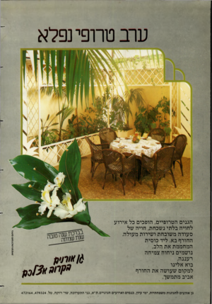 העולם הזה - גליון 2350 - 15 בספטמבר 1982 - עמוד 14 | טח־פ נפלא ניחם מערכות תדמית הגנים הטרופיים, הופכים כל אירוע לחויה בלתי נשכחת, חויה של סעודה משובחת ו שירו ת מעולה. החורף בא. ליד כוסית המחממת את הלב, נושמים