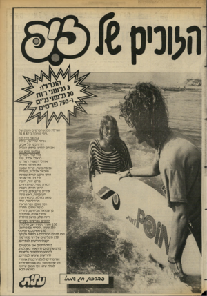 העולם הזה - גליון 2353 - 6 באוקטובר 1982 - עמוד 9 | מבצע הפרסים הענק של ״זיפי׳ נערכה ב־.31.8.82 בגלשני רוח זכו : אילה טורדאי, אילת דורון בס, תל־אביב אבירם קלוש, בוסתן הגליל בגלשני גלים זכו : מזל קור, רמת־גן