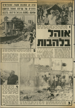 העולם הזה - גליון 2357 - 3 בנובמבר 1982 - עמוד 73 | אדה הן תמונות סקו :3התצלומים היהירים של שרינת האוהל הראשון שהוקם במחנה עין־אדח״לווה בלבנון האוהל הראשון — ובינתיים גם האחרון — הוקם במרכזו של מחנה הפליטים