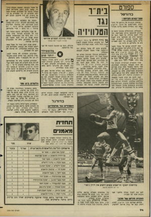 העולם הזה - גליון 2359 - 17 בנובמבר 1982 - עמוד 75 | ספ 1רט כדורסל אמריקאים הביתה ! שמועות עקשניות על גירושם של כדור־סלניה האמריקאים של הפועל תל־אביב נופצו כבר בתחילת העונה בליגת הכדור סל. המנהלים, המתוסכלים