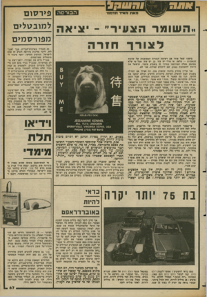 העולם הזה - גליון 2362 - 8 בדצמבר 1982 - עמוד 67 | >911131 הבורסה מאת מאיר תדמ1ר ..ה שו מרהצ עי ר ״ -יציאה ל צו ר ר חז ר ה מישהו שאל אותי אם רשימת המניות המסומנות של קרנות הנאמנות — מלאה, או אולי יש עוד. כן, יש