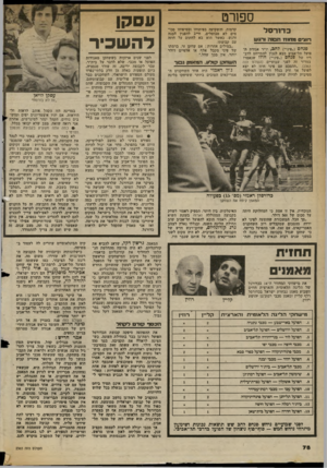 העולם הזה - גליון 2365 - 29 בדצמבר 1982 - עמוד 78 | ספזרס כדורסל רוצ*ם מ תו זז 0ג 1*6ה ורג ש פנחס (״פיני״) להג, יו״ר אגודת ה־פועל תל־אביב מצא לנכון להתייחם לדב ריו של פנחס (״פיני״) הוזז שנאמרו במדור זה לפגי