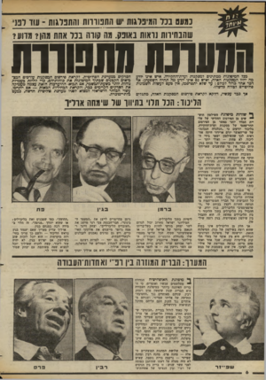 העולם הזה - גליון 2368 - 19 בינואר 1983 - עמוד 7 | כמעט פנל המיפלגות יש התפוררות והתפלגות -עוד דנני שהנתירות נראות באופק. מה קורה בכל אתת מהן? מרוע? 111110־ 10 סתפוורח מ ל המיפלנות ממתינים למסקנות