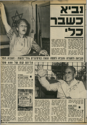 העולם הזה - גליון 2375 - 9 במרץ 1983 - עמוד 45 | ך • שה לפענח את סוד קיססו \ /של אהרון לוי, המכונה ״הנביא מבית־אל״ (העולם הזה .)2172 למראית עין, הוא גבר קשיש ומקריח. הוא נמוך קומה ולבוש בבגדים צעקניים, כמעט