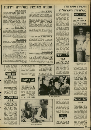העולם הזה - גליון 2384 - 11 במאי 1983 - עמוד 69 | תוכניות מומלצות בטלוויזיה הירדנית תו כניו ת מז עז־ בזוו ב ט לוויזי ההישראלית יום רביעי 11.5 • תעודה: ילדי כפר עציון 8.03 שידור בצבע, מדבר עברית) .סרט תעודה על