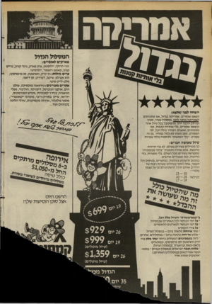 העולם הזה - גליון 2388 - 8 ביוני 1983 - עמוד 28 | 5מ2 המסלול הגדול פאר קי םלאומיים : הרי הרוקי, יילוסטון, ציון פארק, גרנד קניון( ברייס קניון, מאונט רושמור, יוסימיטי. ערי ם גדולות: ניו יורק, וושינגטון, סן