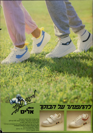 העולם הזה - גליון 2402 - 14 בספטמבר 1983 - עמוד 38 | אליס ספורט הנעל הנוחה והגמישה עם האימום האורטופדי, במבחר דגמים לכל הגילים לסתם יום יום ולכל ענפי הספורט. נעלי אליס ספורט עם שלושת הכפתורים הצבעוניים המזהים -