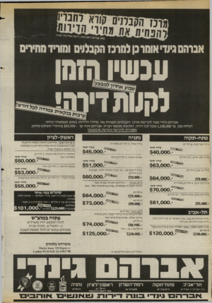 העולם הזה - גליון 2405 - 5 באוקטובר 1983 - עמוד 36 | אברהם גינדי נענה לקריאת מרכז הקבלנים ומפחית את מחירי הדירות באופן משמעותי ביותר. הנחות ענק עד 1,200,000 שקל לכל דירה. הלואות מכספי חברת אברהם גינדי עד ־