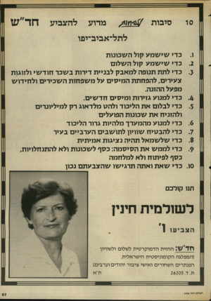 העולם הזה - גליון 2406 - 12 באוקטובר 1983 - עמוד 57 | מדוע סיבות להצביע חד״ש לתל־אביב־יפו ו. כ די שי שמע קול ה ש כונו ת .2כ די שי שמע קול ה ש לו ם } .כ די לתת תנו פהלמאבקל בניי ת די רו תבשכר חו ד שי ו לזוגו ת צ עי