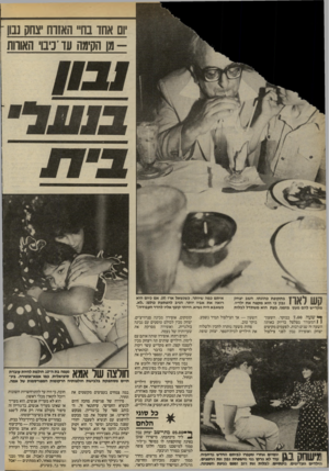 העולם הזה - גליון 2407 - 19 באוקטובר 1983 - עמוד 64 | ום אחד בחי האזרח יצחק נבון ־ -מן הקימה עד ־נ, האורות קש לאוז בתקופת כהונתו, חשב יצחק נבון כי הוא מקפח את ילדיו, מקדי ש להם מעט מזמנו. כעת הוא משתדל לבלות ^ שעה