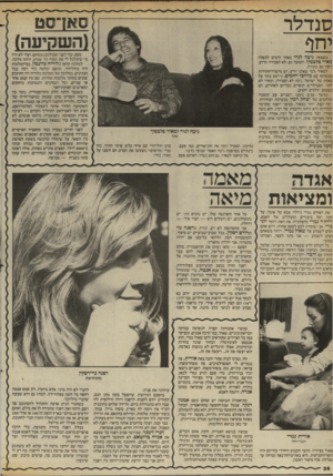 העולם הזה - גליון 2408 - 26 באוקטובר 1983 - עמוד 36 | סנדלר יחף כשבאה ניבה לניר באחד הימים לבעלה מאיר פלבסקי, ותבעה גט, לא הסבירה מדוע. ך וצה גט, נקודה. למאיר, למי שאינו יודע, יש מישרד״חקירות כמשותף עם