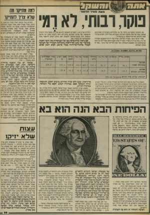 העולם הזה - גליון 2409 - 2 בנובמבר 1983 - עמוד 59 | רמה מוז״קו מה שלא מדו להת״קר דולרית של כ־ 7.596 ובפת״ם התשואה היא ;496 איך זה, כאשר ברור היתרון התשואתי של מניות הבנקים, איש לא רוצה לקנות אותן וזה בלשון