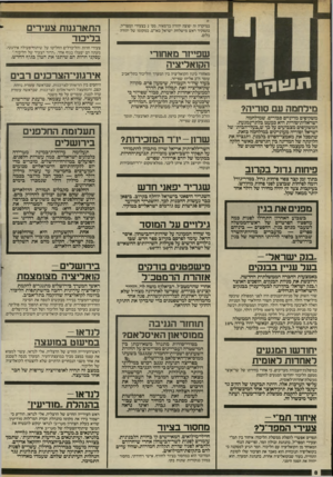 העולם הזה - גליון 2409 - 2 בנובמבר 1983 - עמוד 8 | במיקרה זה יפוצה יהודה בן־מאיר, מס׳ 2בצעירי המפד״ל, בתפקיד ראש מישלחת ישראל באו״ם, במקומו של יהודה ׳בלום. שפייזר מאחורי הקואליציה תו ענן י ף מידחמה עם סוריה?