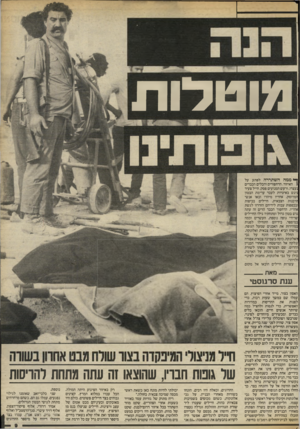 העולם הזה - גליון 2410 - 9 בנובמבר 1983 - עמוד 9 | מוטדות ^ ממה השתררה לפתע על ( האיזור. הדחפורים והכלים הכבדים נעצרו, ורעש המנועים פסק. חייל צעיר ניגש באיטיות לעבר ערימת הבטון המרוסק. אחריו מיהרו ובאו אנשי