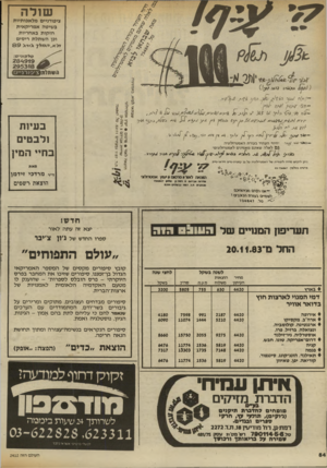 העולם הזה - גליון 2412 - 23 בנובמבר 1983 - עמוד 54 | שולה ציפורניים מלאכותיות בשיטה אמריקאית חזקות באחריות ובן ה שתלת ריסים סלעי ני ס: 284919 295318 ח שתלת ג^/ 1ופ ניגר 3 חיזוי העתיד בעזרת האסטרולוגיהלאסטרולוגים-