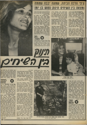 העולם הזה - גליון 2414 - 5 בדצמבר 1983 - עמוד 55 | ציב הלכה הביתה, שמעה יבבה עמומה ומצאה ביו השיחים תינוק נטוש בו יומו ^שפתחתי את השקית הלבנה *//קיבלתי שוק,״ סיפרה השבוע ציפורה(.ציפי״) סבח בת ה־ ,25 תושבת שכונת