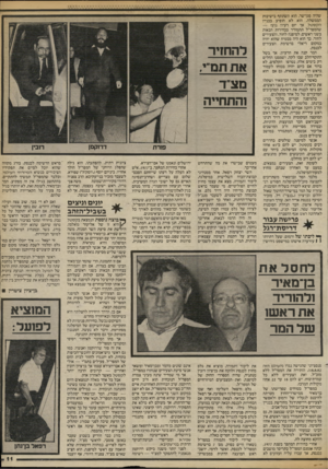 העולם הזה - גליון 2417 - 28 בדצמבר 1983 - עמוד 11 | שהיה סגן־שר, הוא השתתף בישיבות הממשלה. הוא לא הופיע בבניין הקסטל, אך יזם רעיון נועז — שהמפד״ל תתמודד בבחירות הבאות בשני ראשים. למיפנה לחוד, והצעירים לחוד. כך