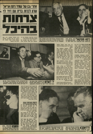 העולם הזה - גליון 2420 - 18 בינואר 1984 - עמוד 12 | אחו גבו שר שמיו ניסה אראל שוון לנוות בוית עם וויו רו צרחות כיסא מוסיקאלי שר־האוצר יגאל כהן־אורגד וח׳ב איתן ליבני, ב־ ך * מ הו מהטרצה מייד. אך ניגש 1