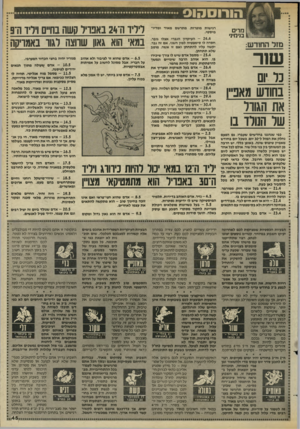 העולם הזה - גליון 2435 - 2 במאי 1984 - עמוד 45 | הו רו ס סו ס .מרים בנימיני שור כר ום בחודש מאנ״ו את הגודר שר הנודד בו כפי שנהגנו בחדשים שעברו, גם הפעם נחלק את המזל ל״ 30 יום, כשכל יום בחודש מאפיין טיפוס
