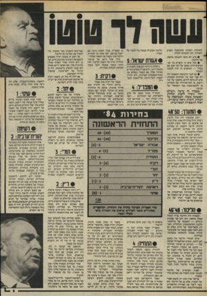 העולם הזה - גליון 2437 - 16 במאי 1984 - עמוד 9 | התחזיות השונות שהתקבלו מסביב לשולחן. הקו המשותף לכולו: • איש לא ציפה לתבוסה מוחצת של הליכוד. • הכל ציפו כי ההפרש בין שני הגושים יהיה, בסופו של דבר קטן, אם בכלל