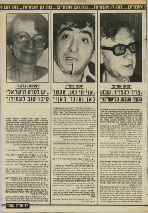 העולם הזה - גליון 2441 - 13 ביוני 1984 - עמוד 29 | [ *ו מ רי ם ...מ ה הן *ו מ רו ת ...מההם *ומרים ...מ ה הן *ו מ רו ת ...מהה י 1סף מ1נדי: יצחק א1רפז: ניצחונה גלעד: ״צו־יו־ להבויד: שבוע ״אג יחי כא ,1מעטו ״ש ר סו