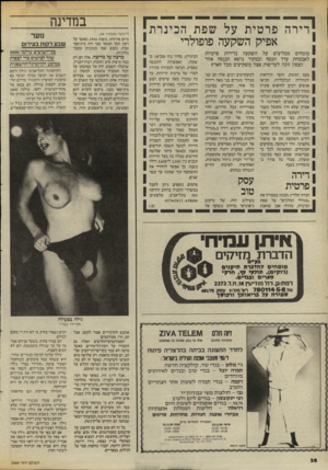 העולם הזה - גליון 2464 - 21 בנובמבר 1984 - עמוד 36 | דירה פר טי ת על שפת הכינר ת 7ז 1 אפיק השקעה פופולרי י מומחים ממליצים על השקעה בדירות פרטיות הכינרת) ,מחיר נוח (מכ־ 18מ׳ 1 לאבטחת ערך הכסף וכמקור נושא הכנסה