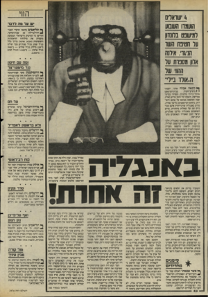 העולם הזה - גליון 2476 - 13 בפברואר 1985 - עמוד 41 | החי 4שואלים הועמו! השסע למישנט ברונוון על חטיבת השו הניגו׳ .אילנה אלון מסבות על ההווי של ה״אולו ביילי״ 1ש ער סר רדבר ך* תל׳אביב סיכמו חוקרי האגו^ דה־לגדילה 30