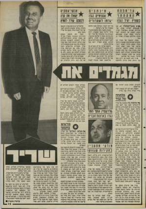 העולם הזה - גליון 2479 - 6 במרץ 1985 - עמוד 13 | בשוויץ יעיד נגדו מ י 3תבם אנונימיים נגדו יגרמו לשערוריה ף * א כתבי־הכלכלה לא זכה * 1מעולם לאירוח שכזה. שר־התיירות, אברהם (.אברשה״) שריר, הוציא השבוע את הכתבים