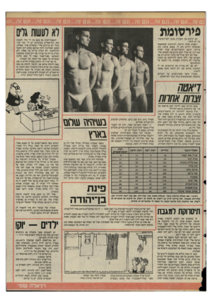 העולם הזה - גליון 2481 - 20 במרץ 1985 - עמוד 21 | לא לעשות גדם פי ר סו מ ת הם יודעים את העבודה, אנשי יחסי־הציבור. מה יש לדבר. השבוע שלחו הודעות לעיתונות שהאופנאי האיטלקי הידוע (לא לי, באופן אישי) ,נינו צ׳ריטי,